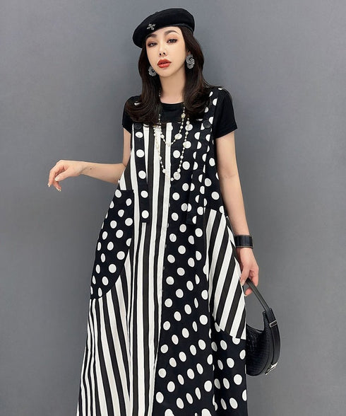 Polka Dot & Stripe Patchwork Dress